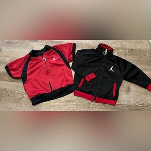 Jordan Baby Black Red Short Sleeve & Long Sleeve Zip Up Jacket Bundle 12mo 18mo